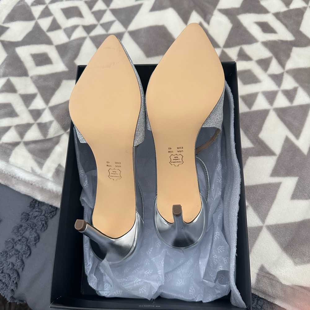 Nina Silver Glitter Heels Size 10 - Picture 4 of 4